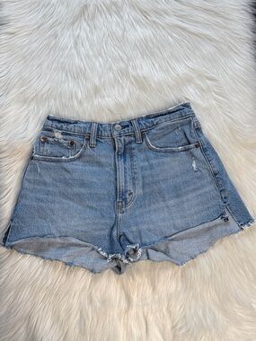 Abercrombie The Mom Distressed High Rise Curve Love Cut Offs